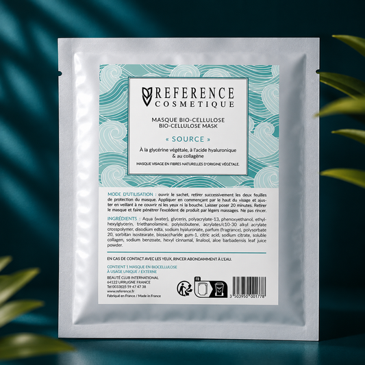 MASQUE VISAGE BIOCELLULOSE "SOURCE" Toutes peaux