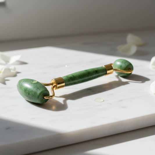 Masseur visage en pierre de jade-VERT + HOUSSE